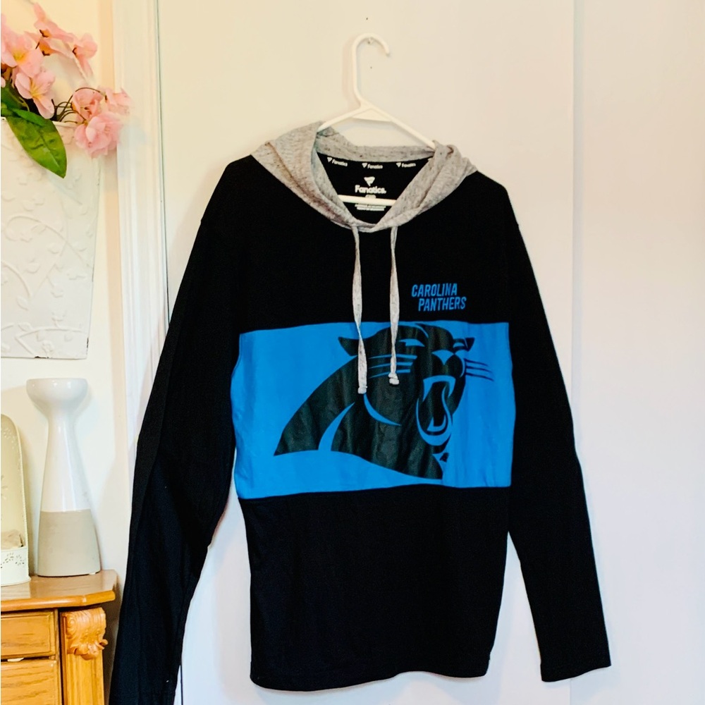Fanatics Black and Blue Carolina Panthers Sweatshirt hoodie size large men’s